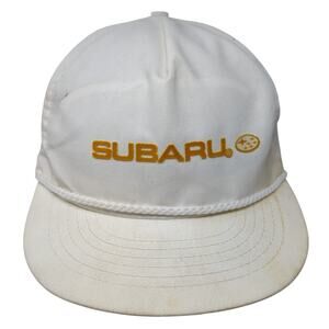 Subaru Snapback Rope Hat Solid White One Size Adjustable Outdoor Vintage